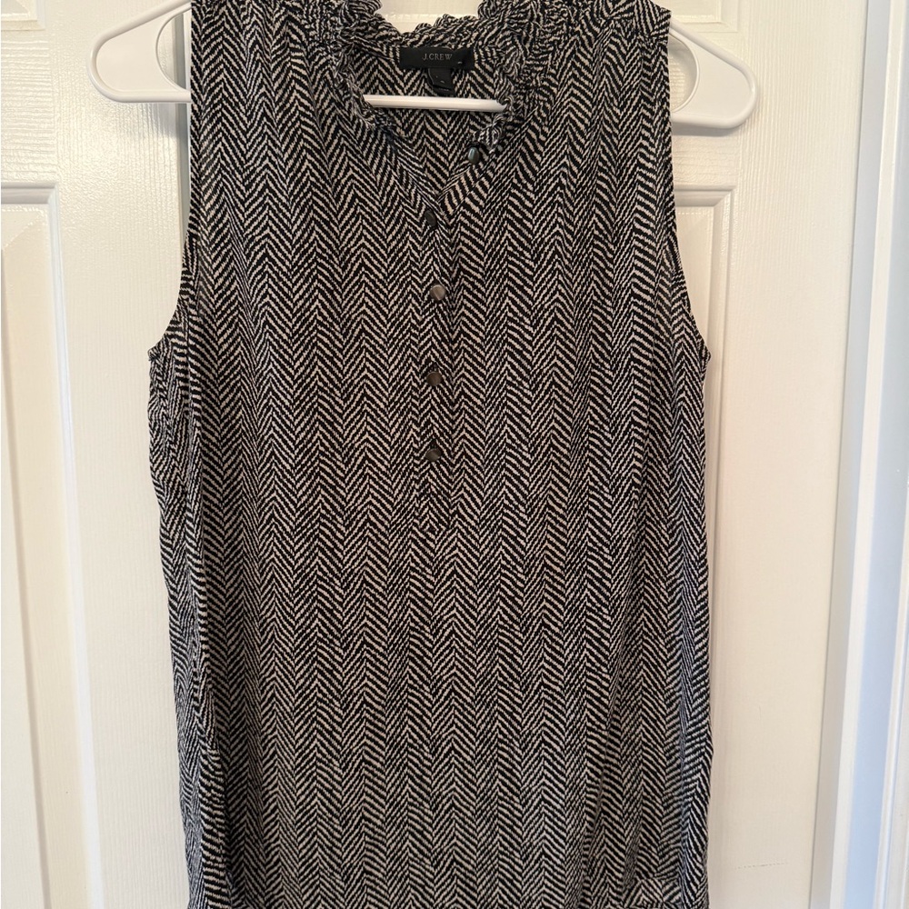 J. Crew Black and White Chevron Blouse